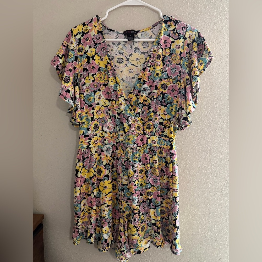 Colorful Floral Ruffle Sleeve Jumpsuit